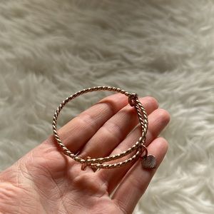 Alex And Ani Shining Sea Expandable Wire Bangle Bracelet in Rose Gold